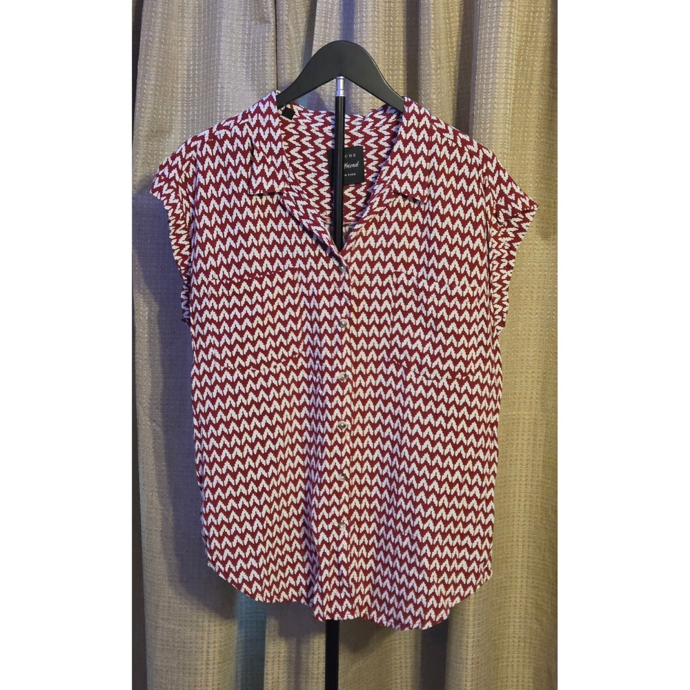 Jachs Girlfriend New York Patterned Blouseโ Women's Size Large Red White